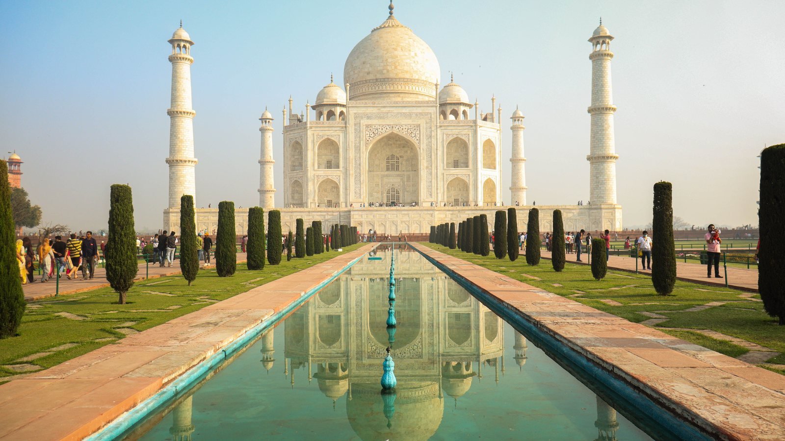 The Taj Mahal at Agra, decorated with pietra dura marble inlay